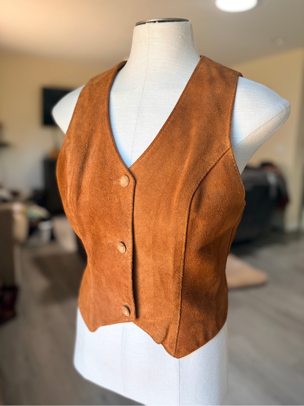 Gorgeous Tailored Women's Suede Vest in Toffee Colour by Altman of Dallas.